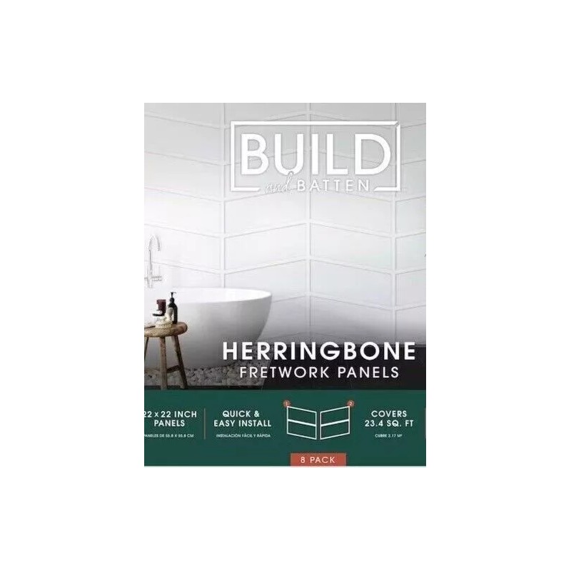 Build & Batten 8 Pack HERRINGBONE FRETWORK 22" x 22"