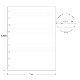 9 Disc Discbound Refill Paper, Loose Leaf Paper, 9 Disc Prepunched Paper for Happy Planner Inserts, White Paper, Total 100 Sheets/200 Pages, College Ruled, 100gsm, 7 X 9.2.5 Inch
