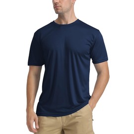 SHEKINI Rashguard Men's UV Protection Shirt Men's Quick-Drying Lightweight Breathable Sun Protection for Outdoor Surfing Swimming Running Fishing Water Shirts Sun Protection T-Shirt, darkblue
