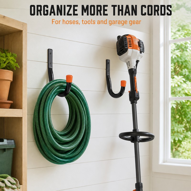 6-Pack Heavy-Duty Garage J Hooks with Rubber Tips, 4.72 x