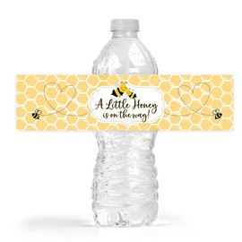 Your Main Event Prints Mom to Bee Baby Shower Bottle Wraps - 25 Yellow Neutral Water Bottle Labels - Perfect Decoration Favors