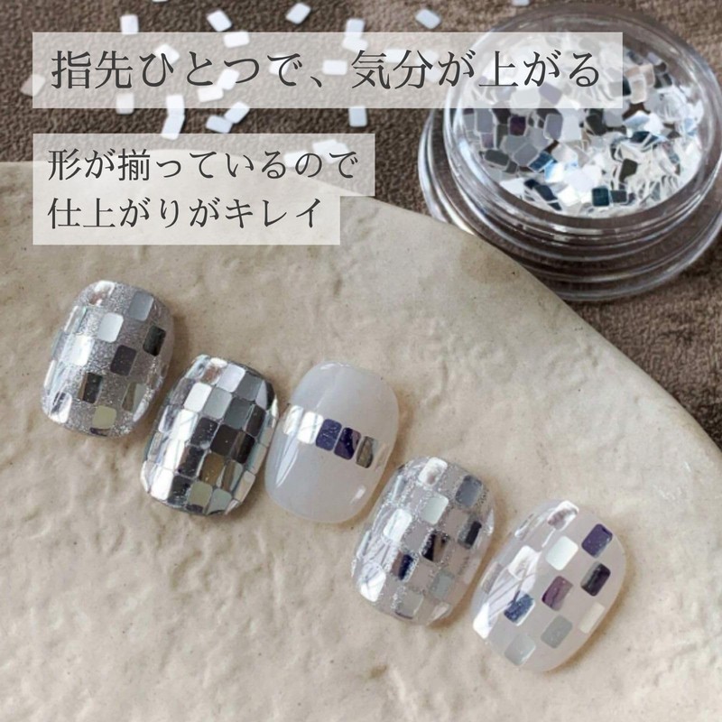 trekko Nail Hologram Holo Nail Parts Resin Deco Parts Silver