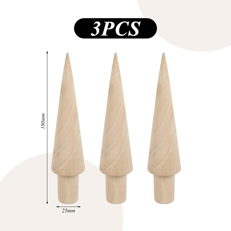 PLLDVEFD 3 Pieces Wooden Conical Mold, Ice Cream Cone Mold,