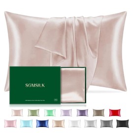 Mulberry Silk Pillowcase for Hair and Skin, SGMSILK 22 Momme Natural Silk Pillow Cases with Zipper, 6A Soft and Smooth Single Sided Pure Silk Pillow Cover (Coral Pink, Queen 20"x30")