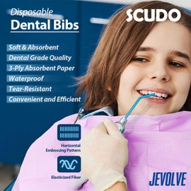 100PCs Dental Bib Sheet for Patients 13" x 18" by JEVOLVE | Dental Grade Scudo 7.2g Soft & Waterproof 3Ply Dental Bibs | Dentist Tray Purple Cover and Nail Table Cover Supplies