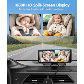 Babyvue BV3 PRO Dual Baby Car Camera – See 2 Kids Clearly with 7.2" HD Screen, 1080P Night Vision, 3-Level Brightness, Rear-Facing Monitor for SUV/Truck
