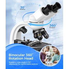 Compound Binocular Microscope for Kids & Students, 40X-2000X Magnification, Microscope Kit with Slides & Specimens, Lab Equipment for School Biology Class & Home Science Experiments