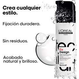 L'Oreal Professional, Spray Styling Fix Design, Strength 5, Long-lasting fixation and hold & Shiny hair, Anti-Frizz, No residue, Non-sticky & Non-greasy, Tecni Art 200 ml