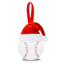 Subyan 2 Inches 3D Christmas Baseball Ornament with Red Santa Hat, 2024 Resin Sport Ball Ornaments for Christmas Tree Decoration, Holiday Hanging Balls Baubles for Home Party Supplies