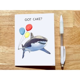 Funny shark birthday card, Watercolor birthday cards, Funny Shark Card, Animal birthday Cards, Funny animal meme, Hilarious animal cards