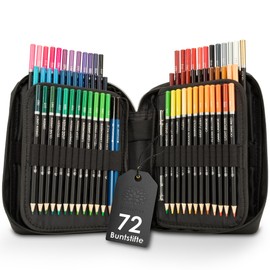 OfficeTree 72 Colouring Pencils Set - Professional Colouring Pencils for Adults - Oil-Based Soft Leads High Pigmentation Including Accessories - Colouring Pencils for Drawing - Pen Set Colouring