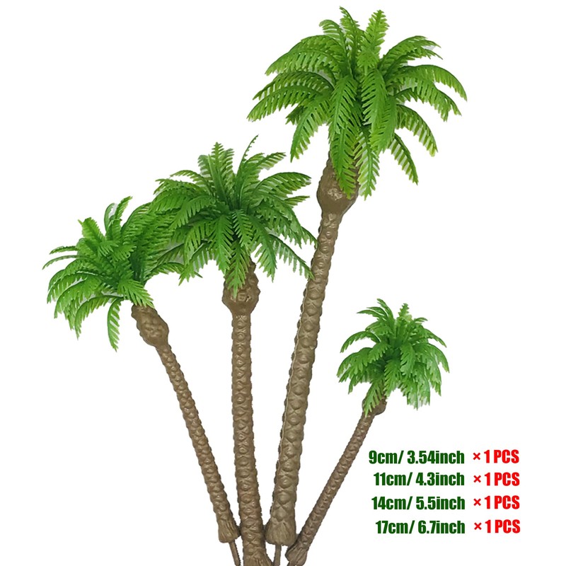 Cayway 34 PCS Model Trees Coconut Palm Model Trees, 1.7~6.7