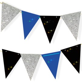 Graduation Decorations Navy Blue Black 2025/Navy Blue Silver Graduation Party Decorations Triangle Bunting Banner Graduation Backdrop Men Boys Birthday