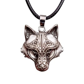 HAQUIL Wolf Necklace, Viking Wolf Head Pendant, Faux Leather Cord, Wolf Jewelry Gift for Men, Wolf Gifts Wolf Stuff (AD)