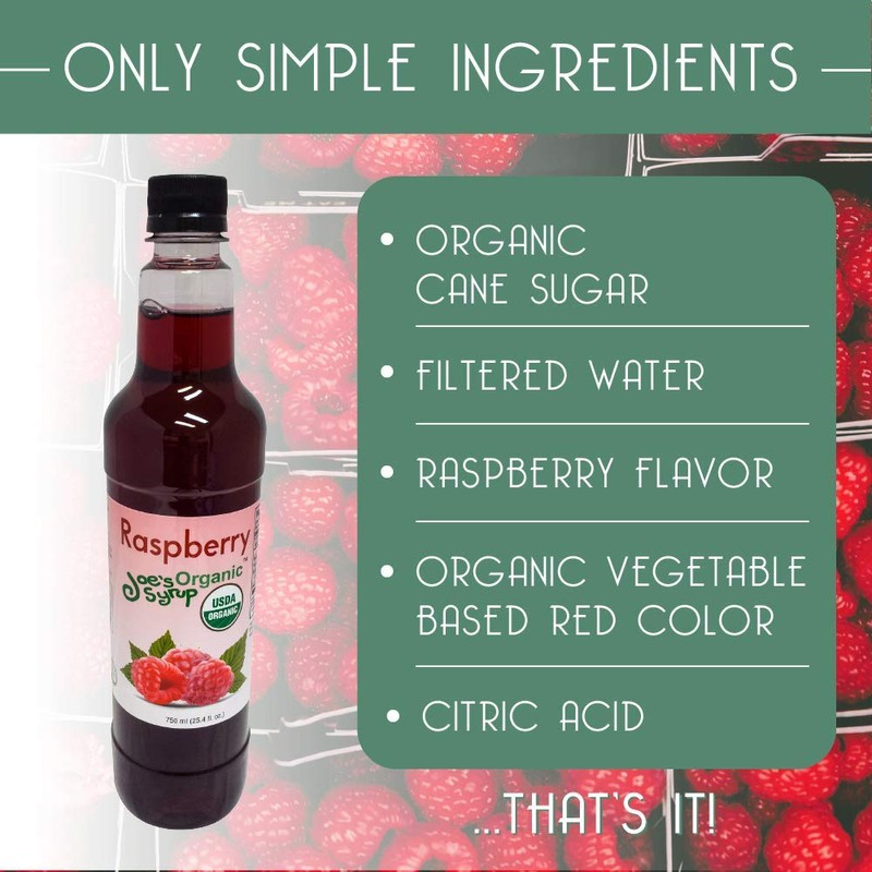 Joe’s Syrup Organic Flavored Syrup, Organic Raspberry, 750 ml