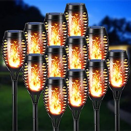 Toodour Solar Lights Outdoor with Flickering Flame, 12 Pack LED Solar Torch Lights, Waterproof Solar Garden Lights for Pathway Yard Patio Decor