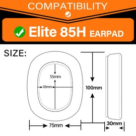 TRANSTEK Replacement Earpads Ear Cushion Compatible with Jabra Elite 85h I Thicker Memory Foam (Hybrid Velour)