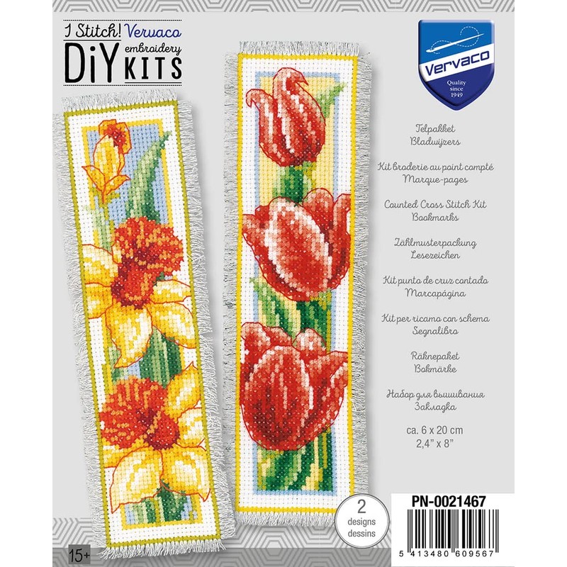 Vervaco Bookmark Cross Stitch Set Flowers Set of 2 Counted