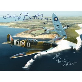 Noel Tatt General Male Birthday Card for Men - Spitfires Over The Needles, Isle of Wight with 3D Embellishments - Handfinished, Eco-Friendly & Recyclable