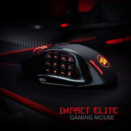 Redragon M913 Impact Elite Wireless Gaming Mouse, 16000 DPI Wired/Wireless RGB Gamer Mouse with 16 Programmable Buttons, 45 Hr Battery and Pro Optical Sensor, 12 Side Buttons MMO Mouse