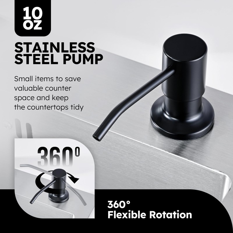 Arofa Kitchen Faucet with Soap Dispenser, Stainless Steel Kitchen Sink