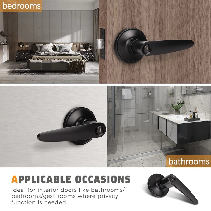 KNOBWELL 10 Pack Matte Black Door Handle Door Lever Set,