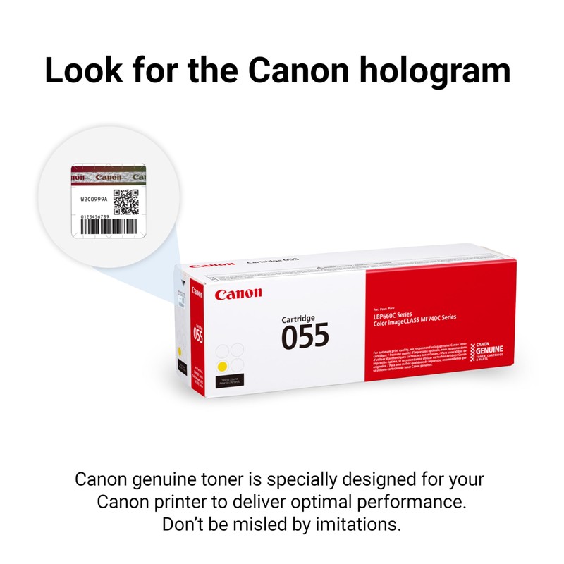 Canon Canon Genuine 055 Yellow Toner Cartridge Compatible with LBP664Cdw,