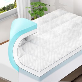 OLANLY Twin Memory Foam Mattress Topper, Dual Layer 4 Inch Mattress Topper with 8-21 Inch Deep Pocket, 2 Inch Gel Memory Foam and 2 Inch Breathable Pillow Top Mattress Pad Cover, White