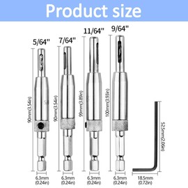 Hinge Drill Bit Self Centring,Hex Shank Hinge Drill Bit Guide Set Hardware, for Precision Pilot Hole Drilling, Quick Release (Silver)