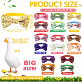Abbylike 16 Pcs Holiday Porch Goose Bow Ties Outfits Adjustable 23" Festival Porch Goose Collars 4th of July Summer Seasonal Party Outdoor Patio Garden Lawn Decorations(Modern Style,Large)