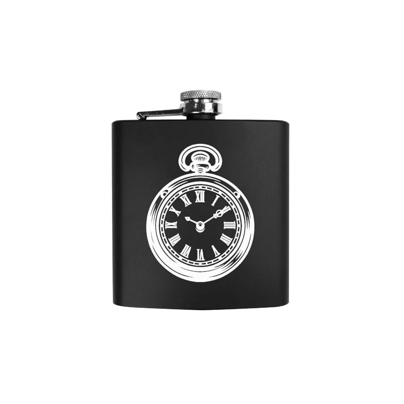 6oz (170ml) 'Vintage Pocket Watch' Pocket Hip Flask (HP00031567)