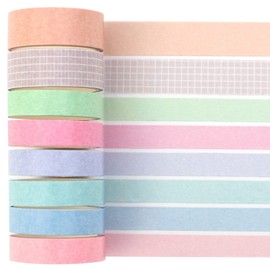 Yubbaex Masking Tape Basic Solid Color 8 Rolls DIY Craft Journal Planner Scrapbooking Wrapping Present Decoration (Champagne)