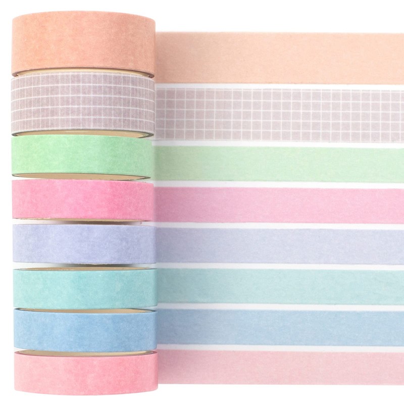 Yubbaex Masking Tape Basic Solid Color 8 Rolls DIY Craft