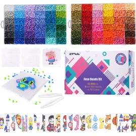 Fuse Beads 22000 Melty Beads with 4 Pegboards 100 Patterns 2 Tweezers 2 Ironing Paper