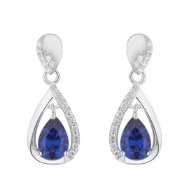 Amor 2012798 Women's Earrings 925 Sterling Silver with Synthetic Zirconia 1.6 cm Blue Comes in Jewellery Gift Box, Sterling Silver, Cubic Zirconia Created Cubic Zirconia