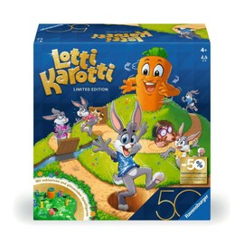 Ravensburger Lotti Karotti 23005 Limited Anniversary Edition 50 Years Blue Triangle, Racing Game for 2 to 4 Players, Children's Games from 4 Years