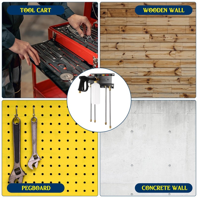 DoubleFill Pressure Washer Gun Holder, Wall Mount Foam Cannon Holder,