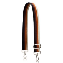 Allzedream Purse Strap Replacement Crossbody Handbag Stripe Wide Adjustable (Brown, Silver Hardware)