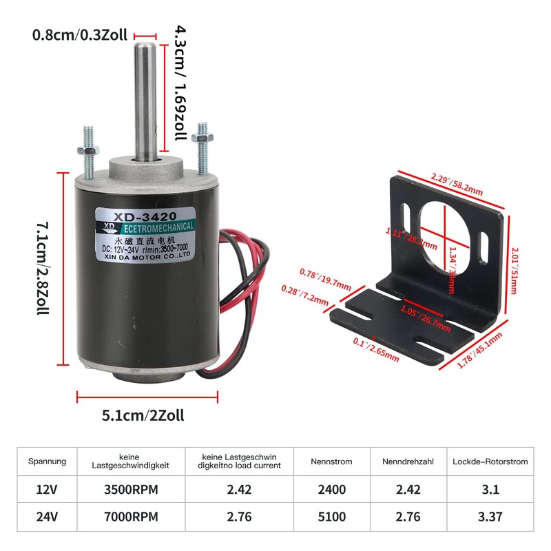 High Torque DC Motor 12 V/24 V Permanent Magnet Motor