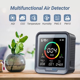 INKBIRDPLUS CO2 Monitor 6-in-1 Indoor Air Quality Monitor for AQI CO2 Detector PM2.5 PM10 Temperature and Humidity, CO2 Meter for Home, Grow Tent, Bedroom, Office, Car, Wine Cellar