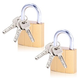 Padlock with Key, 2PCS 32mm Locker Lock Brass Keyed Padlock Small Pad Locks Cadenas for Gym Suitcase Filing Cabinets Luggage Outdoor