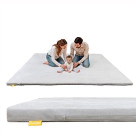 Funyoo 79" ×71" Padded Baby Play Mat for Floor, 1.2" Thick Memory Foam Mat with Machine Washable Cover, Soft Tummy Time Crawling Playmat with Non-Slip Bottom, Fits 79" x71" Playpens