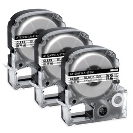 Aonomi 3-Pack Replace for Epson LK-4TBN ST12KW LC-4TBN9 12mm LK Tape Cartridge Black on Clear 1/2'' x 26.2' Compatible with Epson LabelWorks LW-300 LW-400 LW-500 LW-600P LW-700 Label Maker