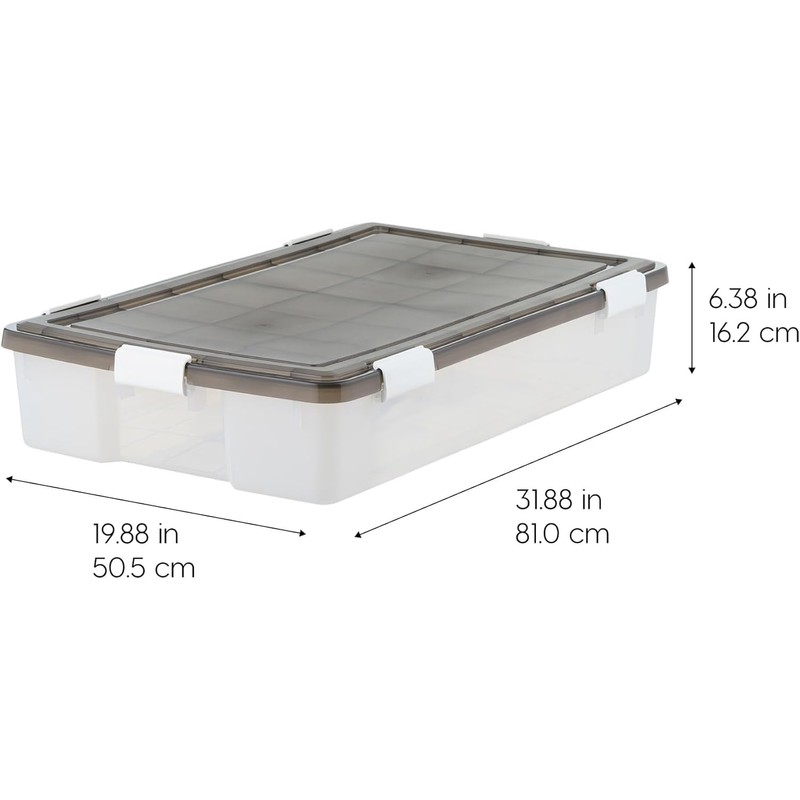 IRIS USA WeatherPro Underbed 47 Qt Storage Bins with Lids,