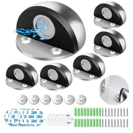 Tope de Puerta Magnetico, 6PCS Topes para Puerta de Goma de Acero Inoxidable, con Tornillos y Almohadillas Autoadhesivas 3M, Protectores de Pared para Baño, Dormitorio, Cocina, Hotel (plata)