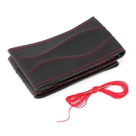 Cubierta de Cuero para Volante, 38 cm/15 Pulgadas, Cubierta de Cuero para Volante, Kit de Hilo de Agujas con Cordones, Costura a Mano para Coser a Man