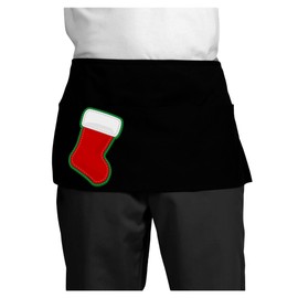 TooLoud Cute Faux Applique Christmas Stocking Dark Adult Mini Waist Apron - Black - One-Size