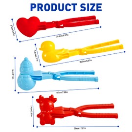 Abnaok Set of 4 Snowball Pliers, Snowball Clip Snow Shaper Set Snow Maker