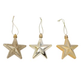 BESPORTBLE Star Christmas Tree Ornaments, 18Pcs Golden Star Hanging Ornaments- Glitter Stars Hanging Ornaments Shatterproof Craft for Holiday Party