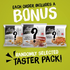 Three Farmers – Roasted Chickpeas Variety Pack | Sea Salt & Lime, Barbecue, & Sea Salt | 3 Pack – 120g | Gluten-Free | Vegan | Kosher | Plant Protein | High Fibre | Low Fat | Non-GMO Certified